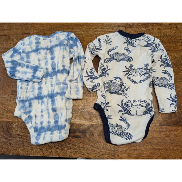 Honest Baby Size 3-6 Months 2pc Bundle Lot Bodysuit Side Snap Outfit Blue Crab - Picture 3 of 13
